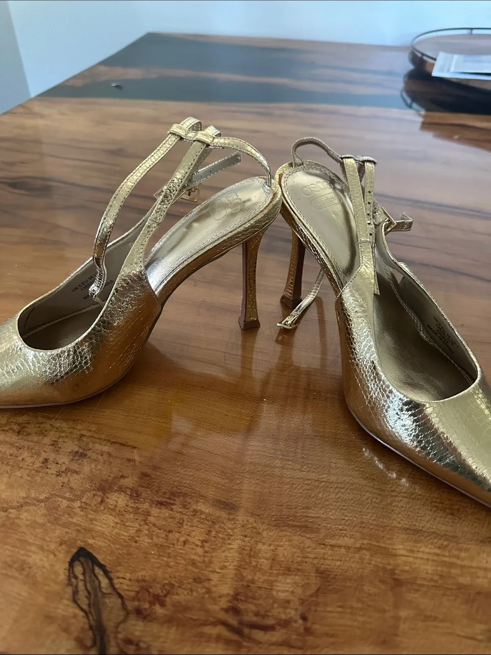 ASOS Metallic Gold Pointed Slingback Heels